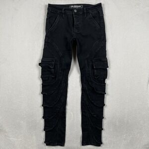 Valabasas  Jett Cargo Skinny Jeans Mens 29x31 Black Punk Goth Stretch Button Fly